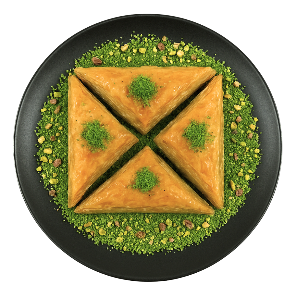 Lebanese shabiyat dessert pieces topped with pistachios