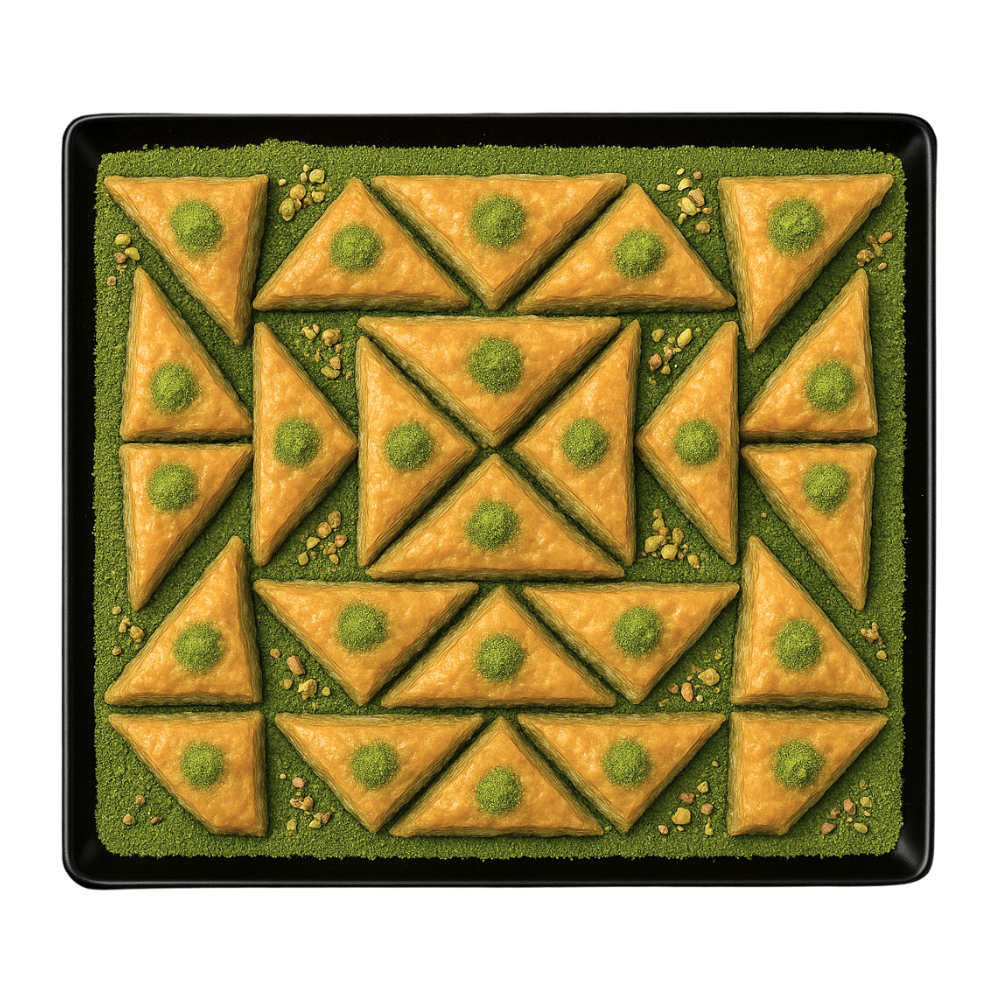 Lebanese mini shabiyat tray topped with pistachios