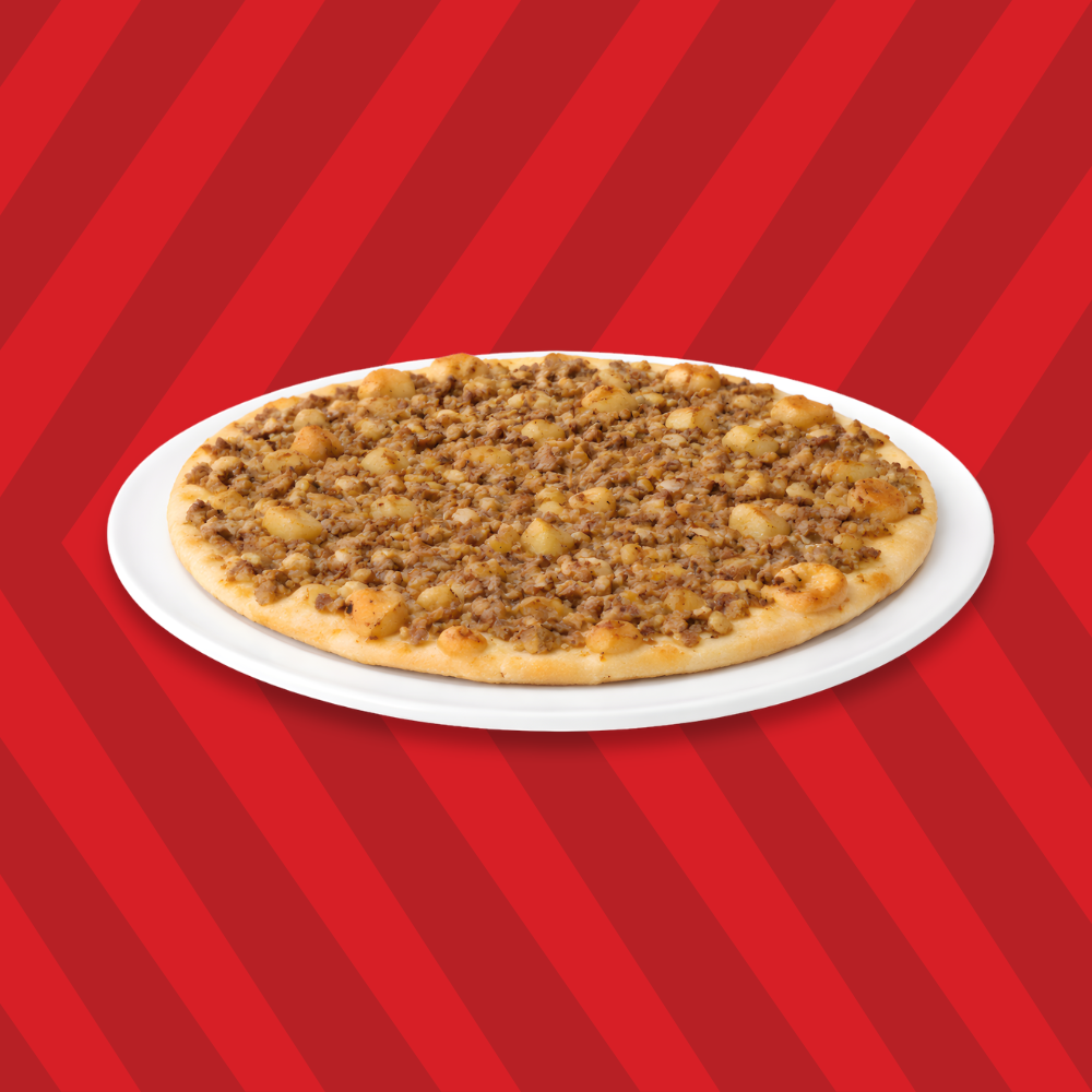 Lebanese fatayer pie baked on a flatbread crust with minced potato & meat