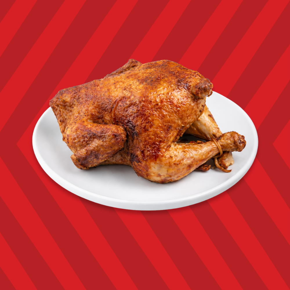 Rotisserie chicken served on a plate