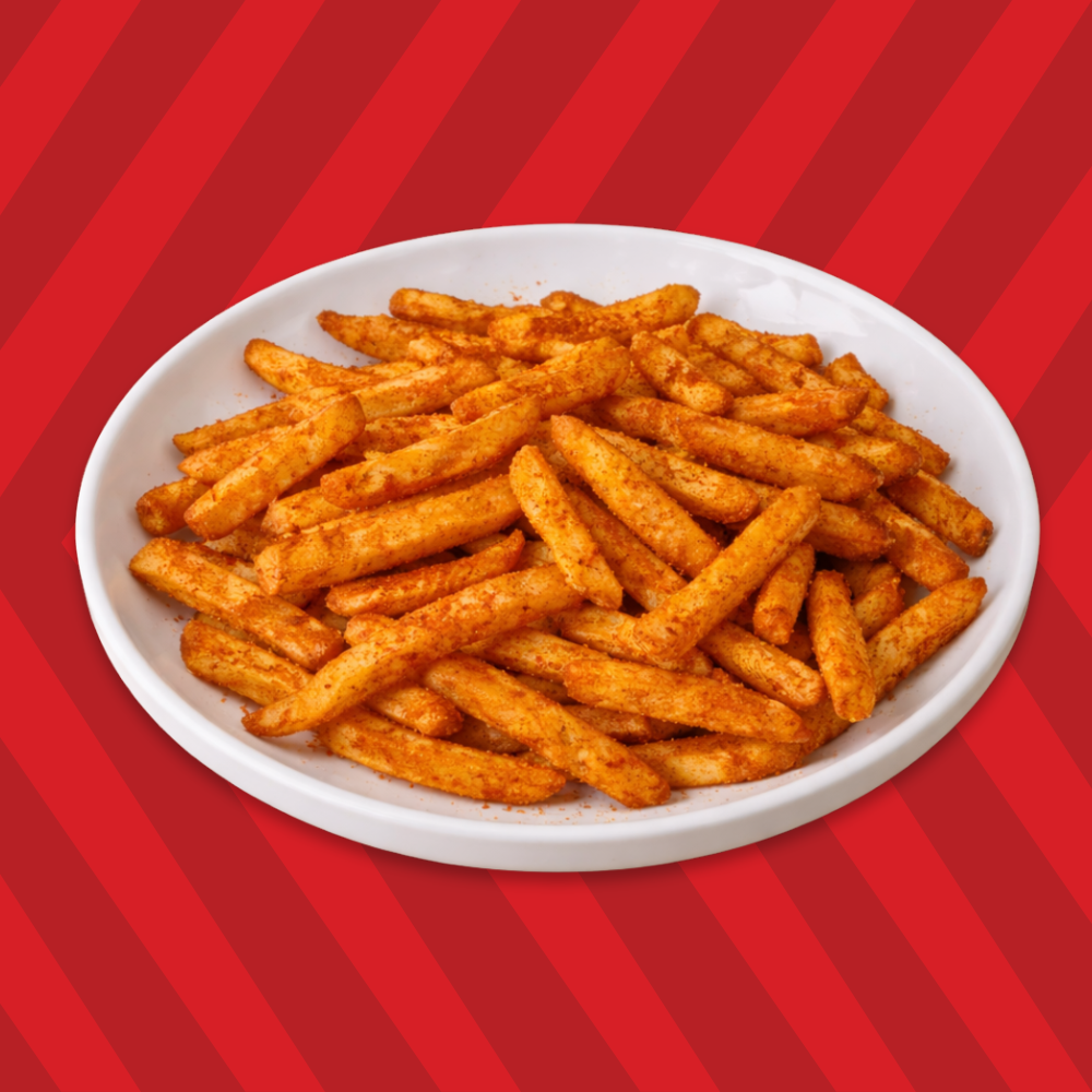 Seasoned rubbed fries served on a plate